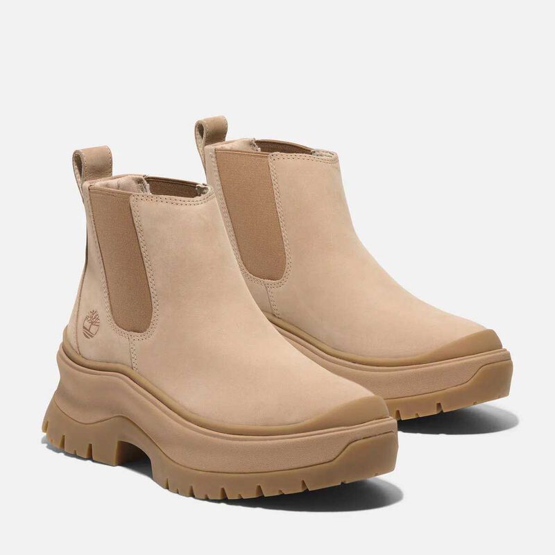 Timberland Womens Roxie Lane Chelsea EN7 Light Beige Nubuck image number 2